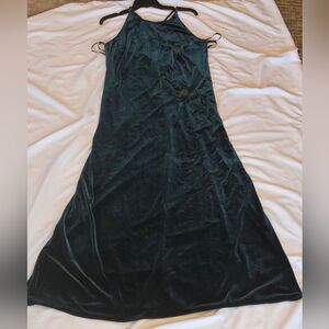 Elegant Dark Green Velvet Slip Dress - Prom or Evening gown